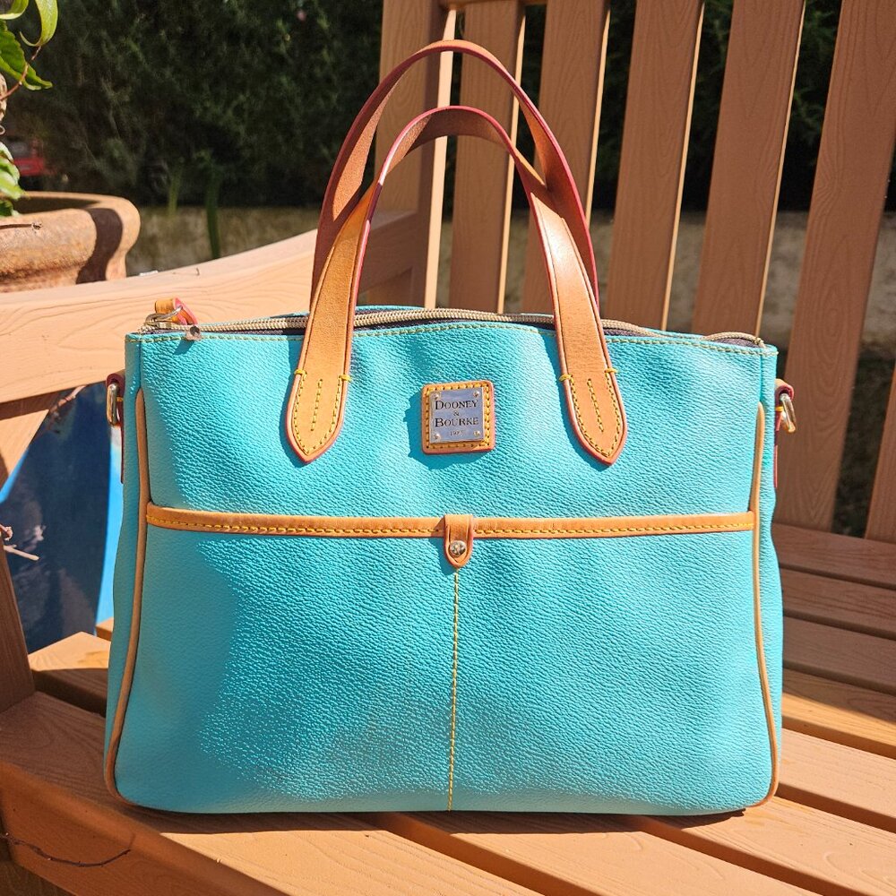 DOONEY & BOURKE Carley Daniela Sea Foam Blue Leather Satchel/Top Handle Bag